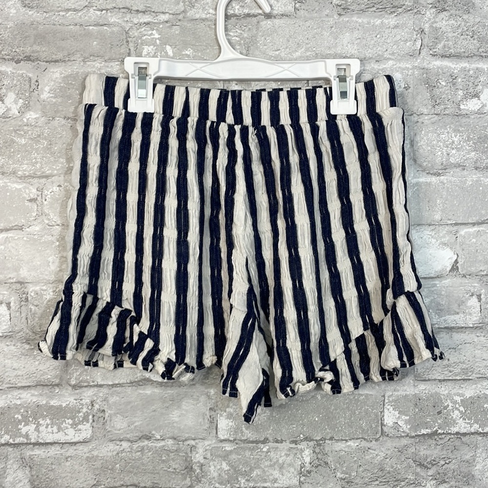 Maven West Ruffle Hem Striped Shorts - Picture 2 of 4